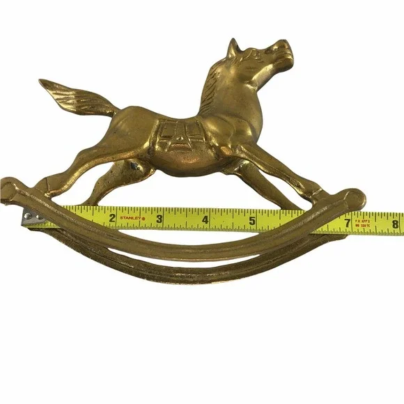 Vintage Solid Brass Rocking Horse Figurine 7.25" x 5.5" - Picture 9 of 11
